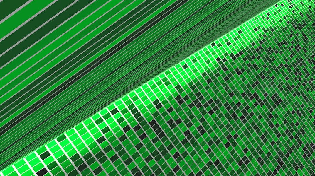 Streams of green digital data on a dark screen